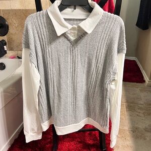SHEIN Gray and White Sweater